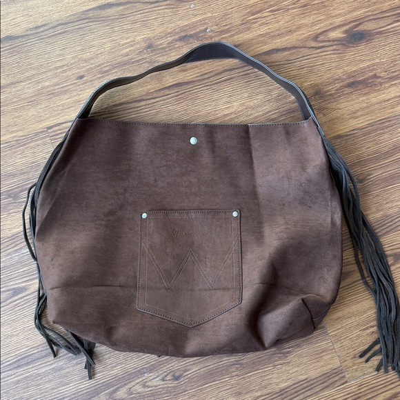 Wrangler Dark Brown Leather Fringe Shoulder Bag - Picture 3 of 4
